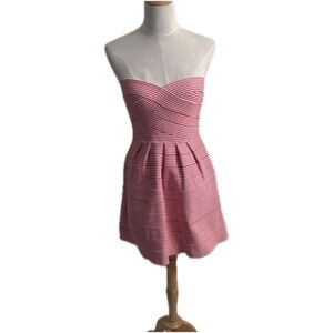 Striped Red & White Strapless Dress by Wow Couture